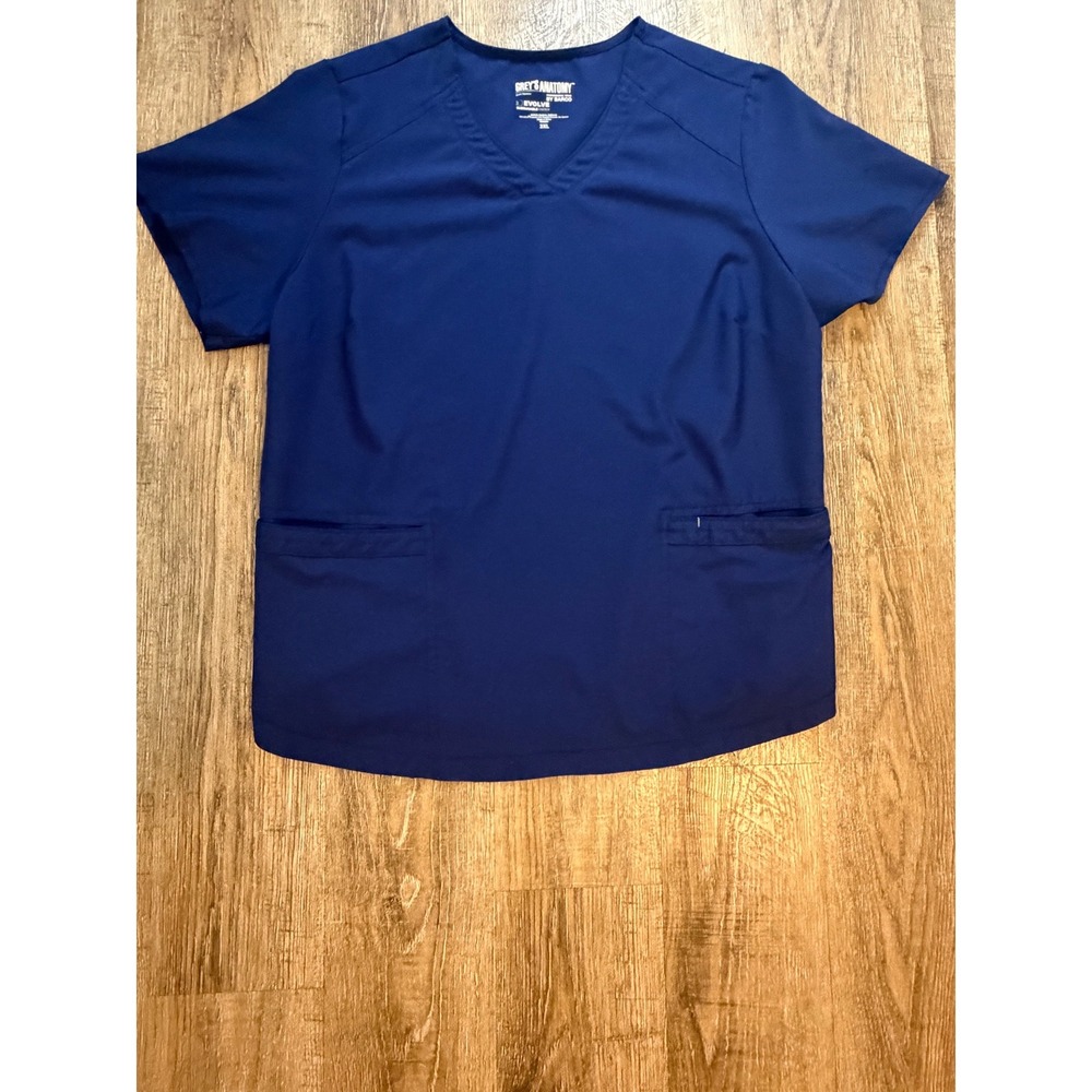 Greys Anatomy Evolve by Barco Mens Blue Scrub Top 2XL Sustainable Stretch V-Neck